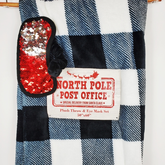 Cozy Buffalo Plaid Throw Blanket & Sequin Eye Mask - Picture 4 of 7